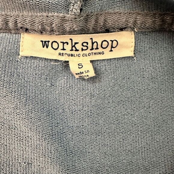 Workshop Republic clothing ~ Blue garment dyed Jacket ~ hi-Lo hem ~ zipped front - Picture 10 of 11